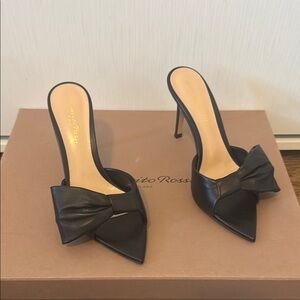 Gianvito Rossi Black Leather Bow Heels